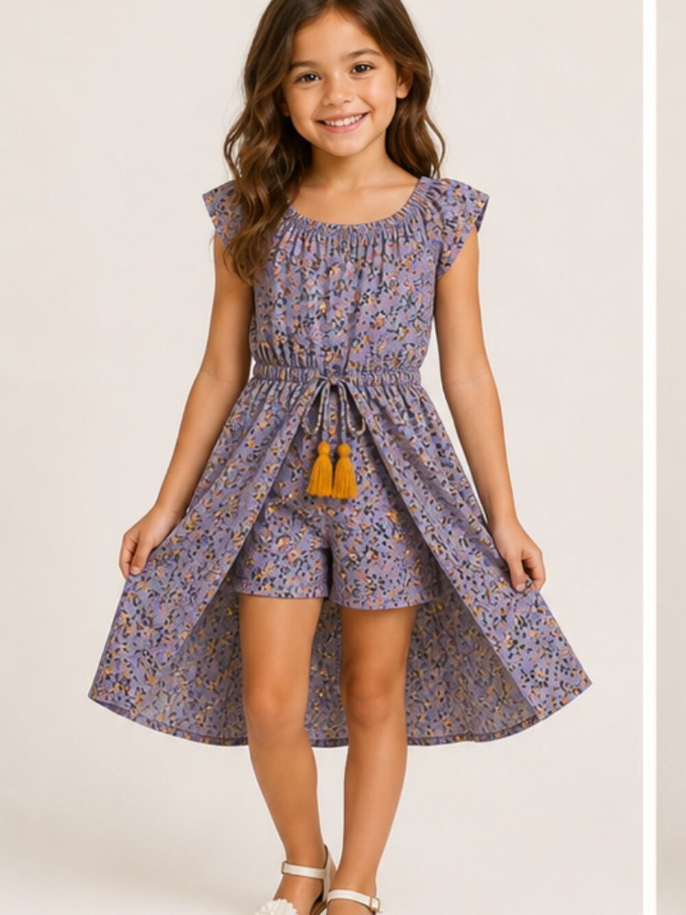 Floral Dress w/ Shorts Niña S 🌼 Vestido Floral Con Short 💜